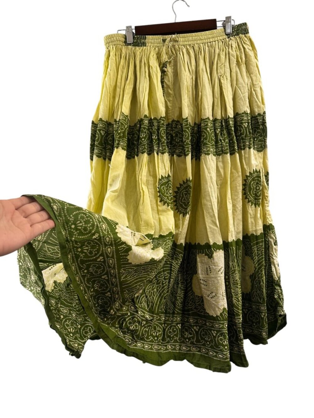 Veranesi Long Maxi Skirt & Top Set Large Green Pleated Flowy Floral Boho Gypsy - Picture 6 of 16
